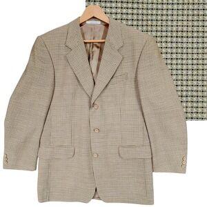 Michael Gabrielle Blazer 40R Men Beige Nailhead Single Breast Canada Wool Preppy